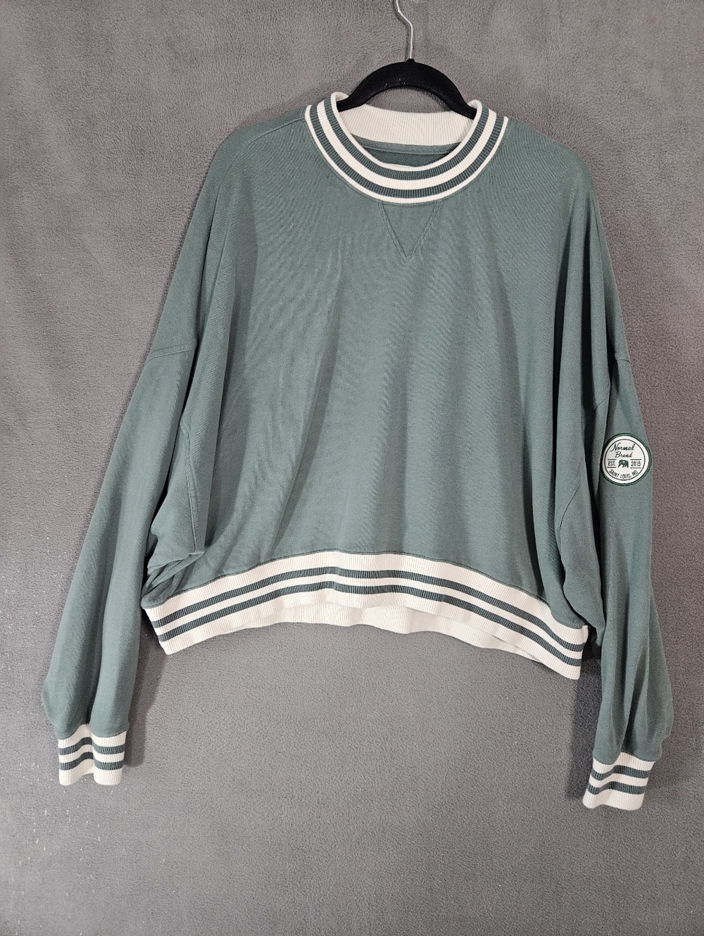 The Normal Brand Cole Terry Varsity Crewneck Pine Women’s Size XL Oversized
